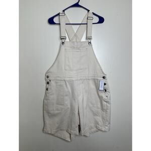 Lane Bryant Khaki Color Denim Shortalls NEW Size 14 Beige Overall Shorts